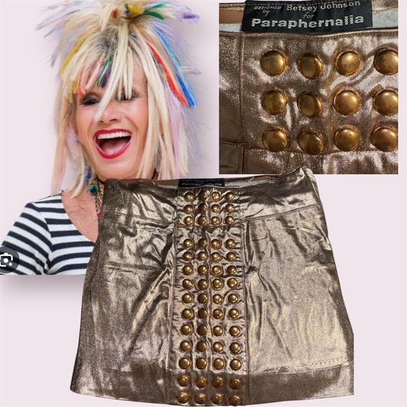 Betsey Johnson Dresses & Skirts - 1960s VINTAGE BETSEY JOHNSON for PARAPHERNALIA GOLD STUD SKIRT